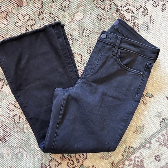 NYDJ Trinity Crop Boot Jeans 8 8P 29 Black Raw Hem Kick Flare Bootcut - Picture 2 of 7